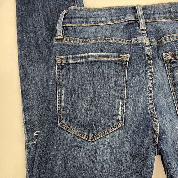 Frame Le Skinny De Jeanne Distressed Skinny Mid-Rise Jeans Stretch Size 26 - Picture 8 of 13